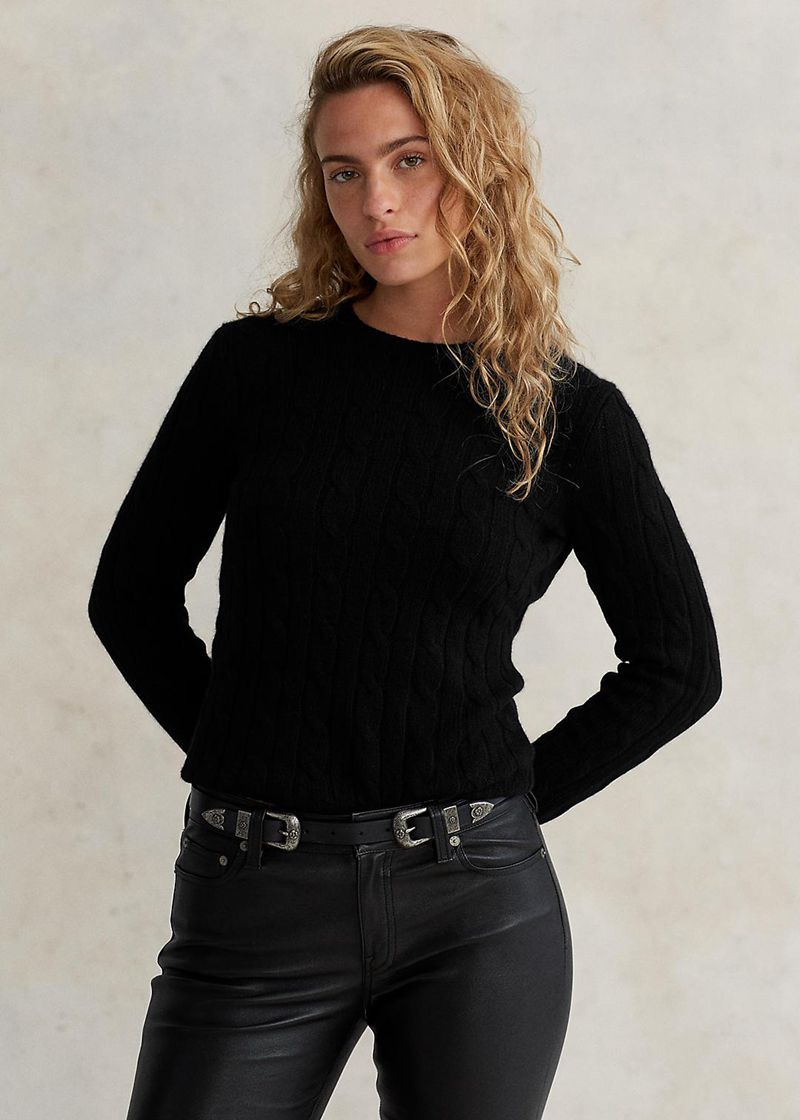 Sueter Polo Ralph Lauren Mujer Cable-Knit Cashmere Jumper Chile Negras FKOZD-4390